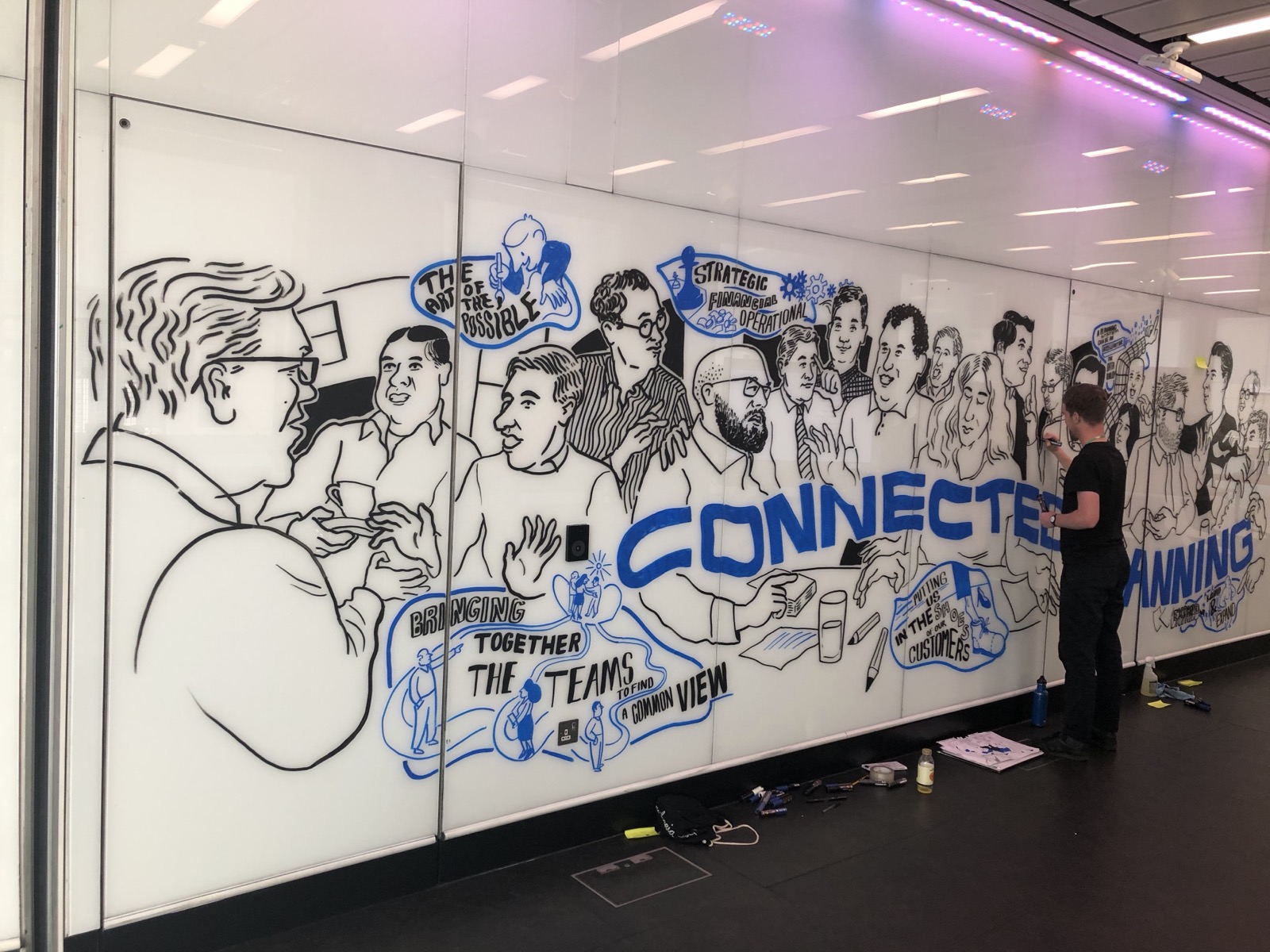 Live graphic recording mural of a Connected Planning talk